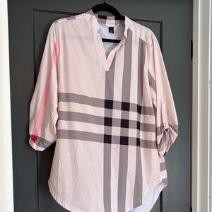 Chic Pink Striped Blouse